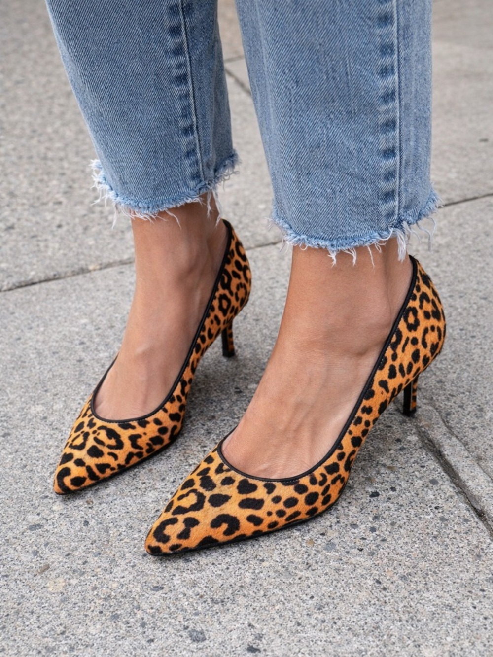 Steve Madden Leopard Print Pointed-Toe Kitten Heels - Tan & Black